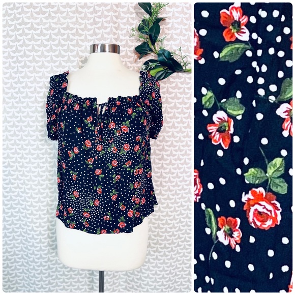 Haut Bustier En Soie J.CREW à Pois Bleu Marine Et Blanc - Taille 6P (Petite) - Neuf Avec étiquettes